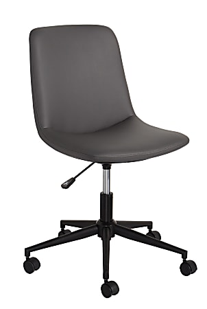 Realspace® Praxley Faux Leather Low-Back Task Office Chair, Dark Gray, BIFMA Compliant