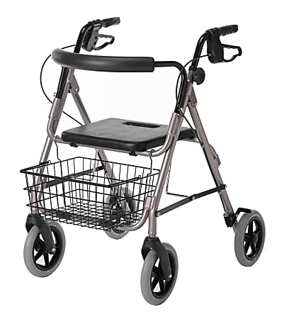 Medline Guardian Deluxe Aluminum Rollator, 8" Wheels, Rose