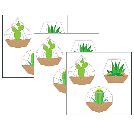 Creative Teaching Press® Designer Cut-Outs, 6", Positively Plants Terrariums, 36 Cut-Outs Per Pack, Set Of 3 Packs