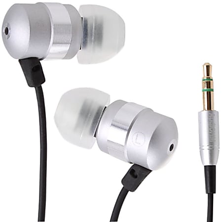 GOgroove AudiOHM In-Ear Headphones with Noise-Isolating Silicone Ear Pieces - Silver