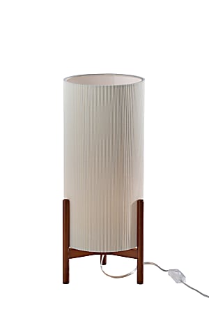 Adesso Sonora Table Lantern, Walnut with Off-White Fabric Shade