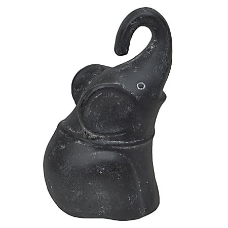 Anji Mountain Large Molded Elephant, 5"H x 6"W x 5&rdquo;D, Black