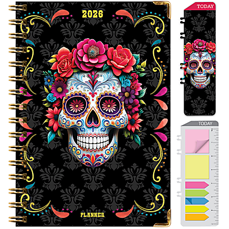 2026 Excello Brands Hardcover Fashion Daily/Weekly/Monthly Planner, 5.5" x 8", Sugar Skull November 2025 - December 2026, (FSHN-CY26-58-48)