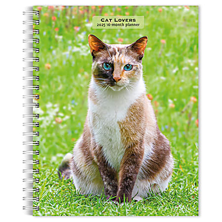 2025 BrownTrout Cat Lovers Weekly Spiral-Bound Wire-O Engagement Planner Calendar, 6" x 7 3/4", Cats, September 2024 to December 2025, 9781975473204