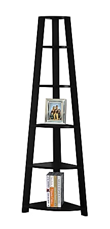 Monarch Specialties 5-Shelf Etagere Corner Bookshelf, Black