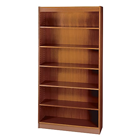 Safco® Square-Edge Veneer Bookcase, 6 Shelves, 72"H x 36"W x 12"D, Cherry