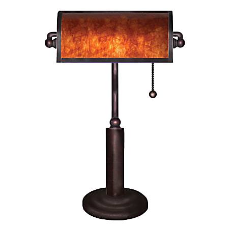 DSI Hartford Mica Bankers Lamp Bronze Base Amber Shade Office Depot