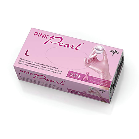 Generation Pink® Pearl Powder-Free Nitrile Exam Gloves, Large, Pink, Box Of 100 Gloves