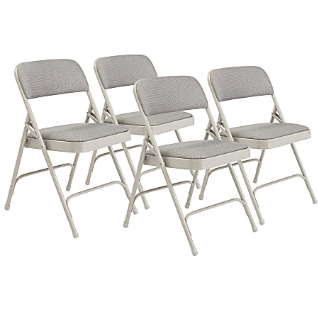 National Public Seating 2200 2-Hinge Folding Chairs, Gray, Set Of 4 Chairs