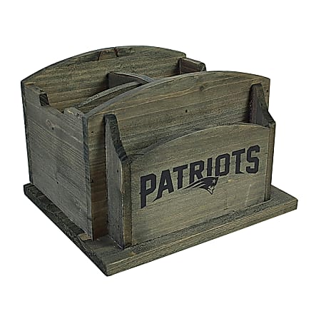 Imperial NFL Rustic Desk Organizer, 8”H x 8-1/2”W x 6-1/2”D, New England Patriots