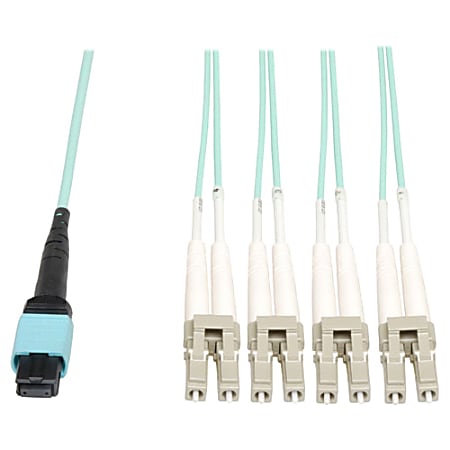 Tripp Lite 2M Fiber Optic Fan-out Cable MTP / MPO to 8 x LC 40GbE OM3 Plenum 6ft 6' 2 Meter, N84402M8LCP