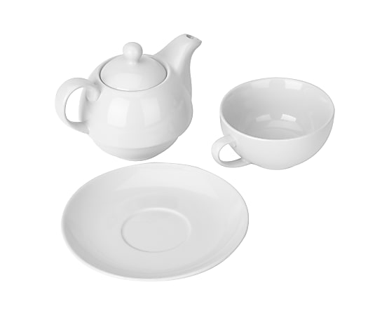 Mind Reader Individual Tea Set, 4-5/8”H x 6-7/16”W x 4-3/8”D, White
