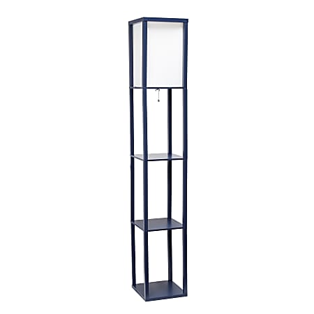 Lalia Home Column Shelf Floor Lamp, 62-3/4"H, Navy/White