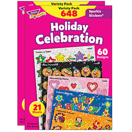 Trend Holiday Celebration Sparkle Stickers, 648 Stickers Per