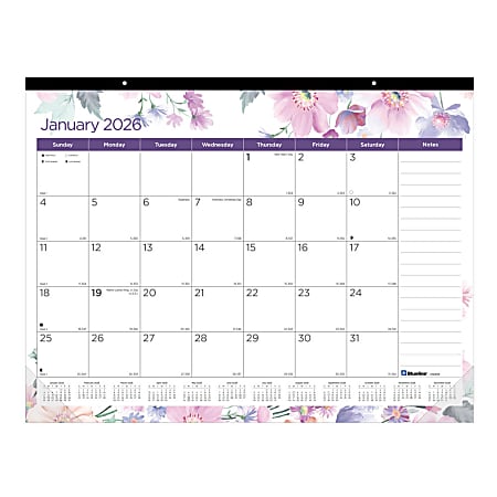 2026 Blueline® Colorful Monthly Desk Pad Calendar, 22” x 17”, Passion, January To December, C194113