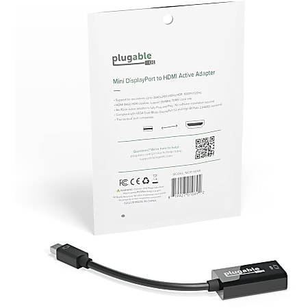 Plugable Active Mini DisplayPort Thunderbolt 2 to HDMI 2.0 Adapter Supports  Mac Windows Linux and Displays up to 4k UHD 3840x216060Hz - Office Depot