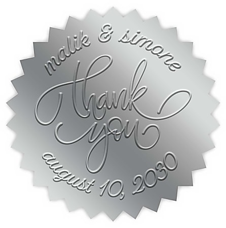 Custom Blind-Embossed Labels And Stickers, Foil Stock, 1-1/4" Burst Shape, Box Of 500 Labels