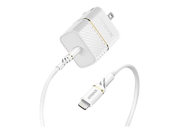 OtterBox Wall Charger - Power adapter - 20 Watt - 3 A - PD 3.0 (24 pin USB-C) - on cable: Lightning - cloud dust white