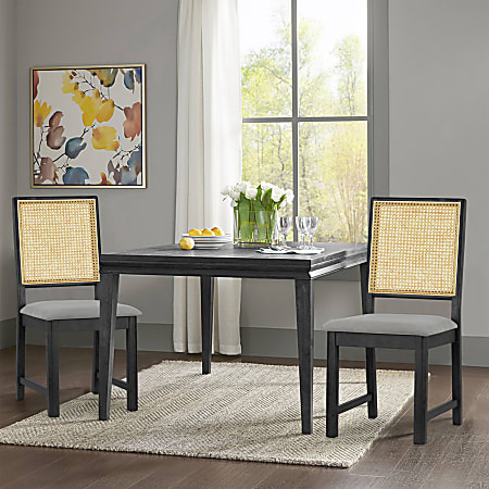 Glamour Home Baines Fabric Dining Accent Chairs, Gray/Natural/Black, Set Of 2 Chairs