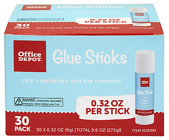 Office Depot Brand Glue Sticks 0.32 Oz Clear Pack Of 30 Glue
