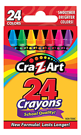Cra-Z-Art Basic Crayons, Assorted Colors, Box Of 24 Crayons