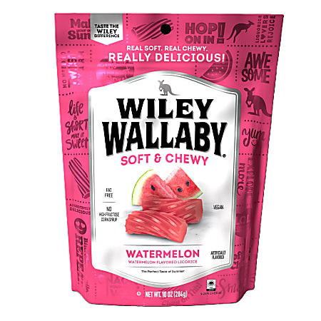 Wiley Wallaby Classic Watermelon Licorice, 10 Oz, Pack Of 10 Candy Bags
