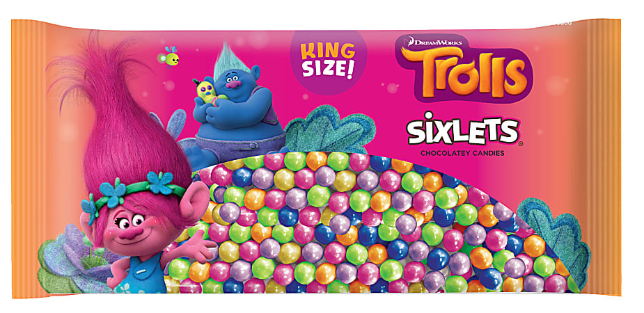 Trolls Sixlets Mix, King Size, 3.4 Oz