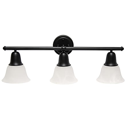 Lalia Home Essentix 3-Light Wall Mounted Vanity Light Fixture, 26-1/2”W, Alabaster White/Black