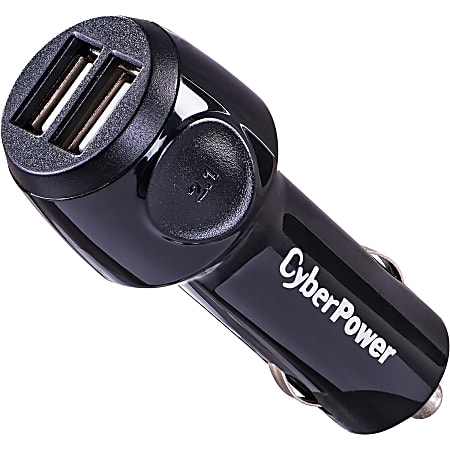 CyberPower CPTDC2U Travel Charger 2 2.1A USB Port DC Auto Power Plug 12 V  DC Input 5 V DC2.10 A Output - Office Depot