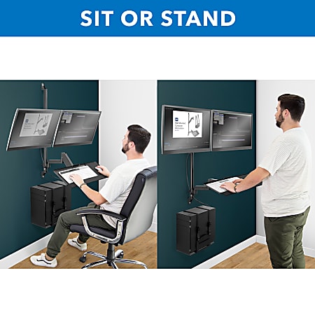 Mount-It! MI-7992 Wall-Mount Workstation With Dual Monitor Mount