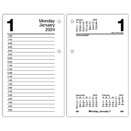 2024 AT-A-GLANCE® Daily Loose-Leaf Desk Calendar Refill, 3-1/2" x 6", January To December 2024, E71750