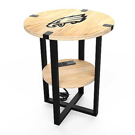 Imperial NFL Wood Round Side Table With Charger, 22”H x 18”W x 18”D, Philadelphia Eagles