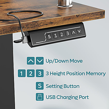 Bestier 59 W Electric Adjustable Height Standing Desk With Monitor ...