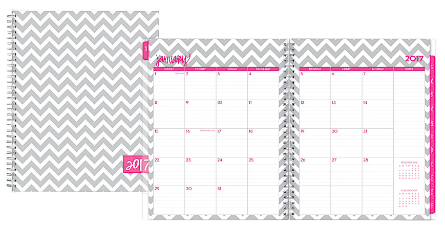 Blue Sky™ Fashion Wire-O Weekly/Monthly Planner, 8 1/2" x 11", 50% Recycled, Dabney Lee "Ollie", January to December 2017