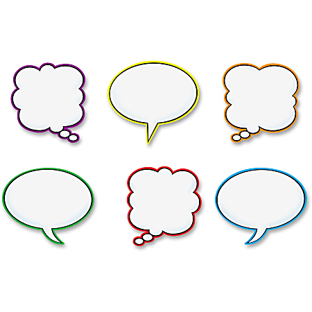 Trend Speech Balloons Classic Accents Set - 36 (Balloon) Shape - Precut, Durable, Reusable - 6" Height x 7" Length - Multicolor - 36 / Pack