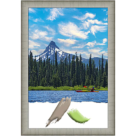 Amanti Art Elegant Brushed Pewter Picture Frame, 23" x 33", Matted For 20" x 30"