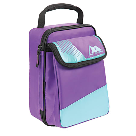 Artic Zone® Expandable Hard Body Lunch Bag, 10 1/2"H x 7 1/2"W x 4 1/4"D, Purple