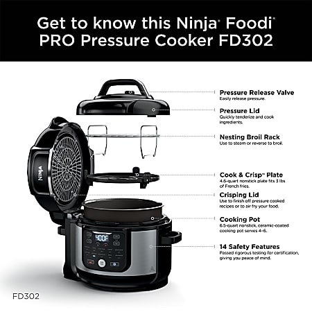 Ninja Foodi FD302 11 in 1 Pro Pressure CookerAir Fryer Black ODP Business Solutions
