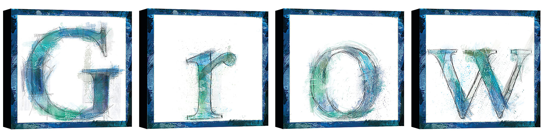 PTM Images Framed Art, Grow, 16"H x 16"W, Set Of 4