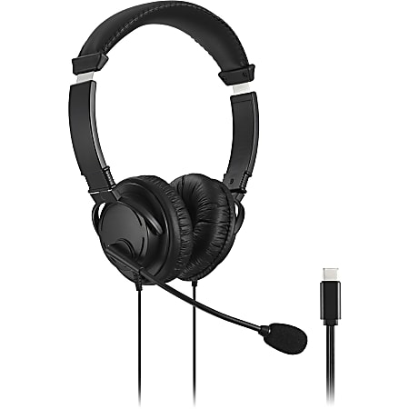 Kensington Classic USB-C Headset with Mic - Stereo - USB Type C - Wired - Over-the-head - Binaural - Circumaural - 6 ft Cable - Noise Cancelling Microphone - Noise Canceling