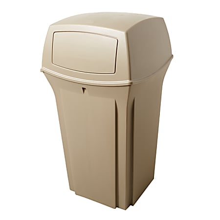 Rubbermaid Commercial Ranger Waste Container - Hinged Lid - 45 gal Capacity -  - FG917188BEIG