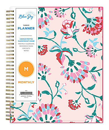 Blue Sky™ Monthly Planner, 8" x 10", Breast Cancer Awareness, Garden Flower, January to December 2021, 101621