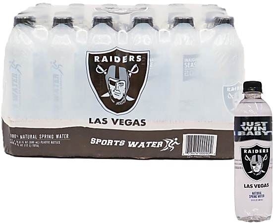 Las Vegas Raiders Water, Natural Spring Water, 16.9 Oz, Pack of 24 Bottles