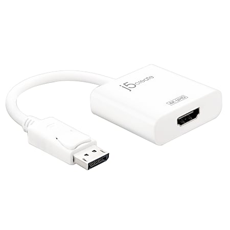 j5create DisplayPort-To-4K HDMI Adapter, 0.53', White, JDA158