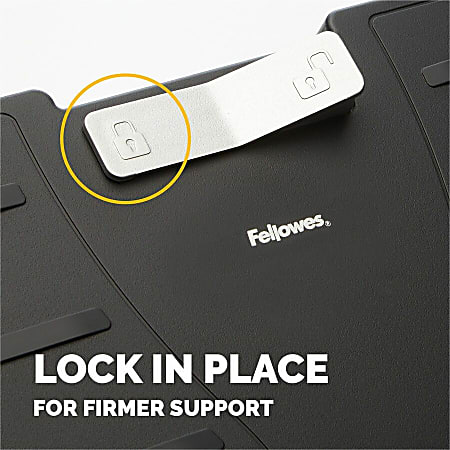 Fellowes Adjustable 3-Height Footrest With Tilt Lock - Black/Silver, 17.5"W X 13.125"D