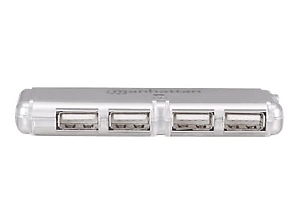 Manhattan Hi-Speed 4-Port USB 2.0 Pocket Hub, Silver