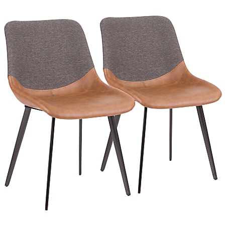 LumiSource Outlaw 2-Tone Chairs, Black/Brown/Gray, Set Of 2 Chairs