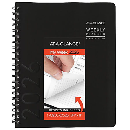 AT-A-GLANCE® Contemporary 2026 Weekly Monthly Planner, Black, Large, 8 1/4" x 11"