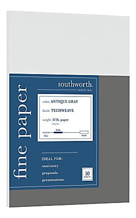 Southworth 100% Cotton Resume Paper, 95 Bright, 32 Lb, 8.5 X 11, White,  100-Pack