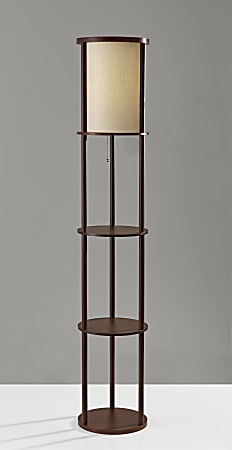 Adesso® Stewart Round 2-Shelf Floor Lamp, 62-1/2"H,